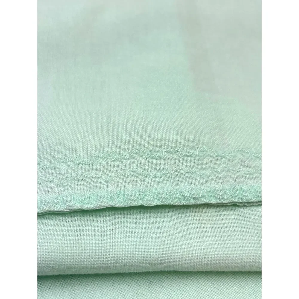 Vintage Hemstitched Pair of Mint Green Square Table Linens Tablecloths 1960s